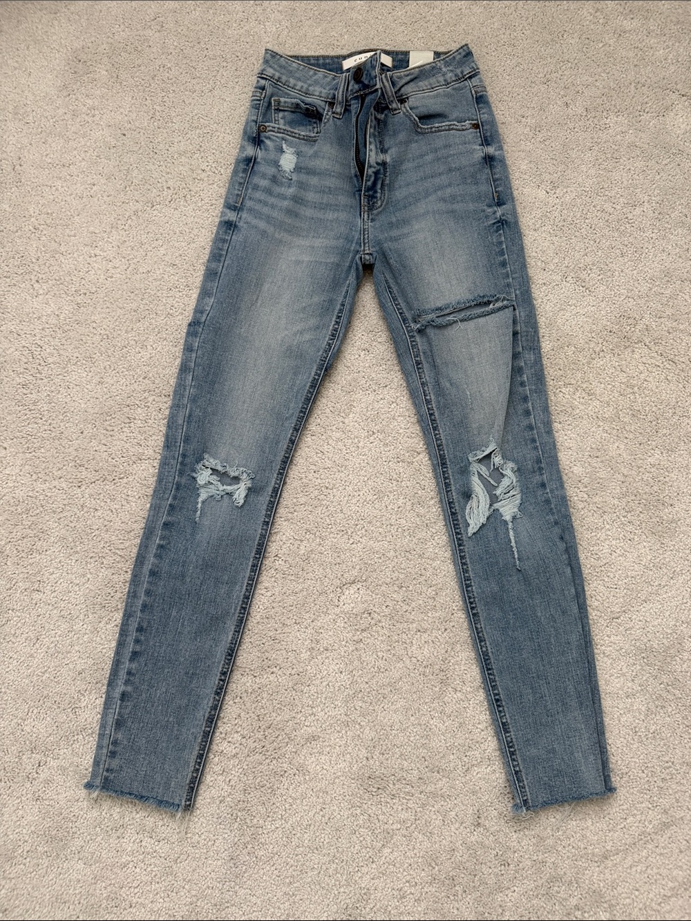 eunina Distressed Skinny Jeans - Light Blue Denim